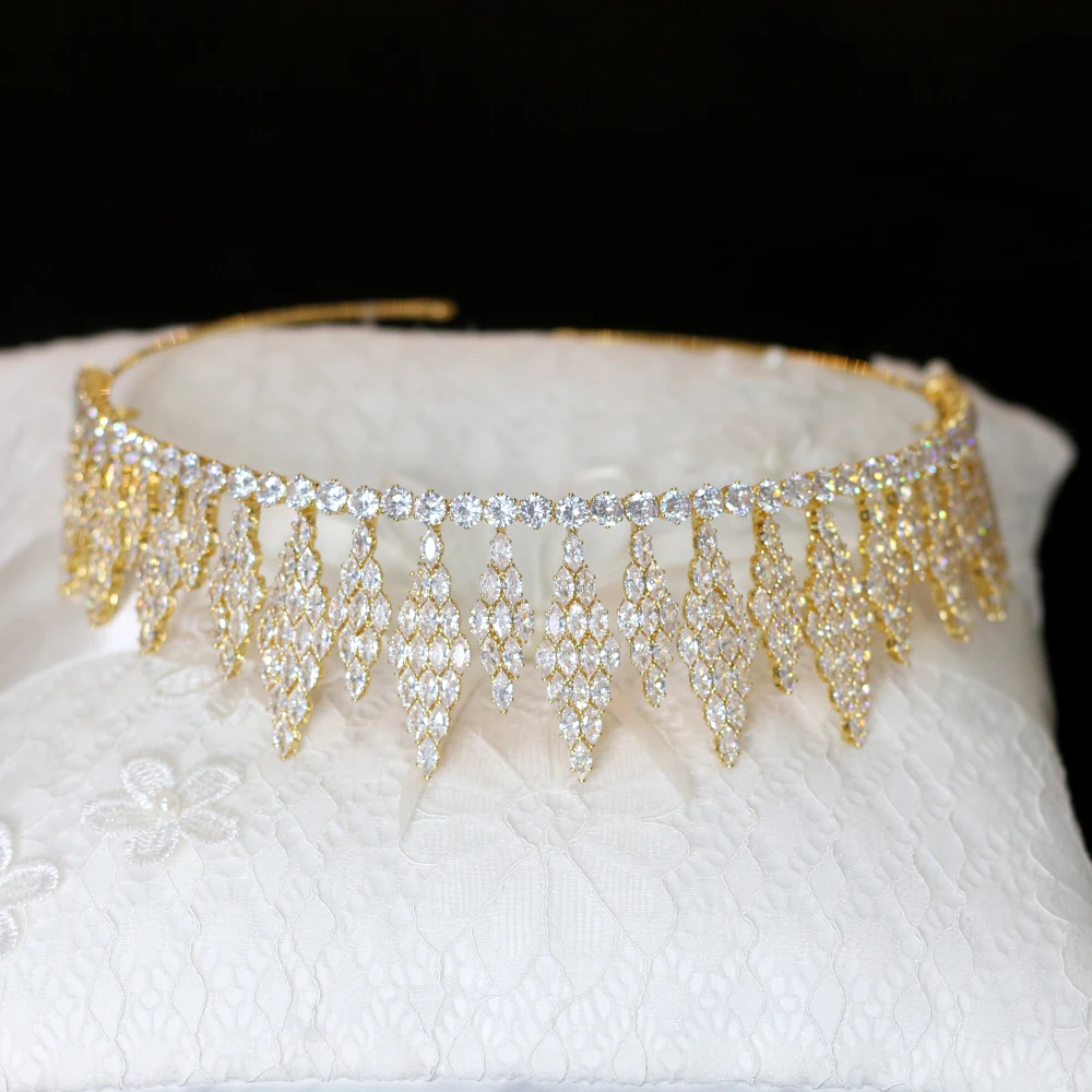 Moda princesa Tiaras corona incrustaciones Стразы boda аксессуары для el cabello oro цвет corona joyeria