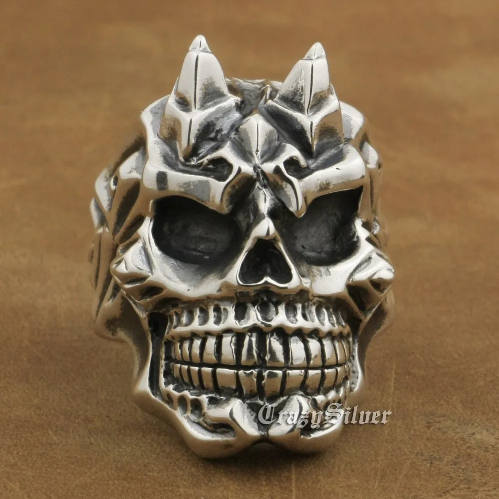 Devil Horn Skull Ring 925 Sterling Silver Mens Biker Punk TA13 US Size 7~15 | Украшения и аксессуары