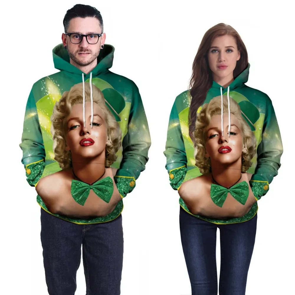 Character Marilyn Monroe 3D Print Shamrock Clover Jacket Spring Men/women Hiphop Streetwear Hoodies Sweatshirts Dinner Clothes