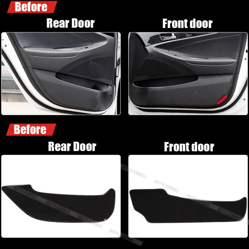 4pcs Fabric Door Protection Mats Anti kick Decorative Pads For Hyundai