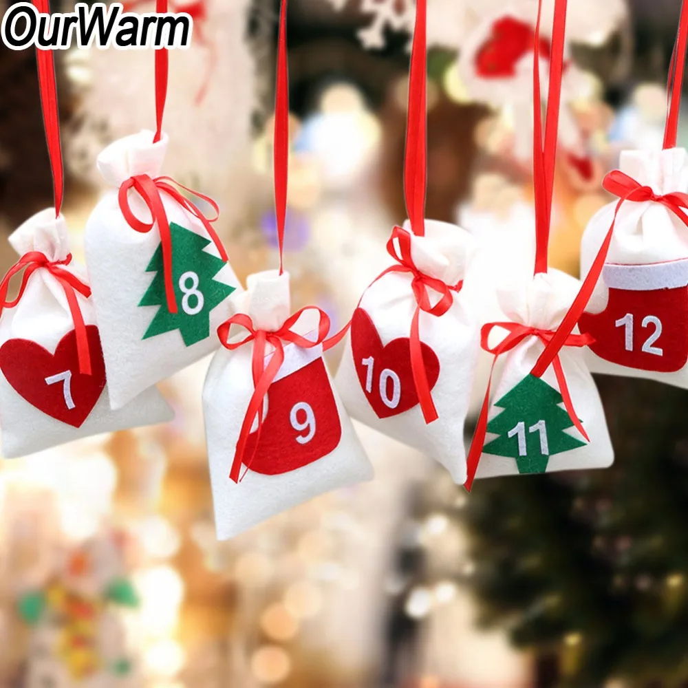OurWarm 2019 Christmas Countdown Calendar Pocket Advent Calendars 