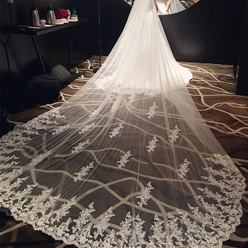 1.5M Blanco Marfil Boda Nupcial Accesorios De Encaje Borde Velo Noche Boda Fiesta