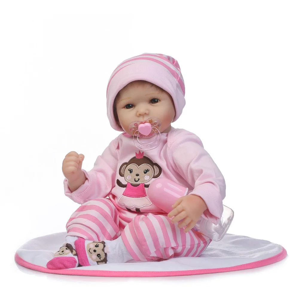 

22inch Silicone Reborn Baby Doll Baby Alive Realistic Bonecas Lifelike Real Girl Doll Bebely vinyl reborn Birthday Christma gift