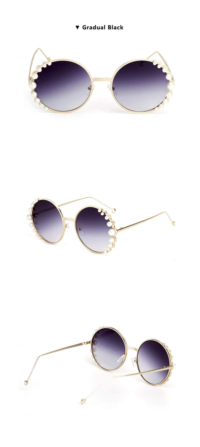 Винтажные круглые жемчужные роскошные солнцезащитные очки, женские креативные солнцезащитные очки, солнцезащитные очки, женские очки oculos lunette de soleil Femme