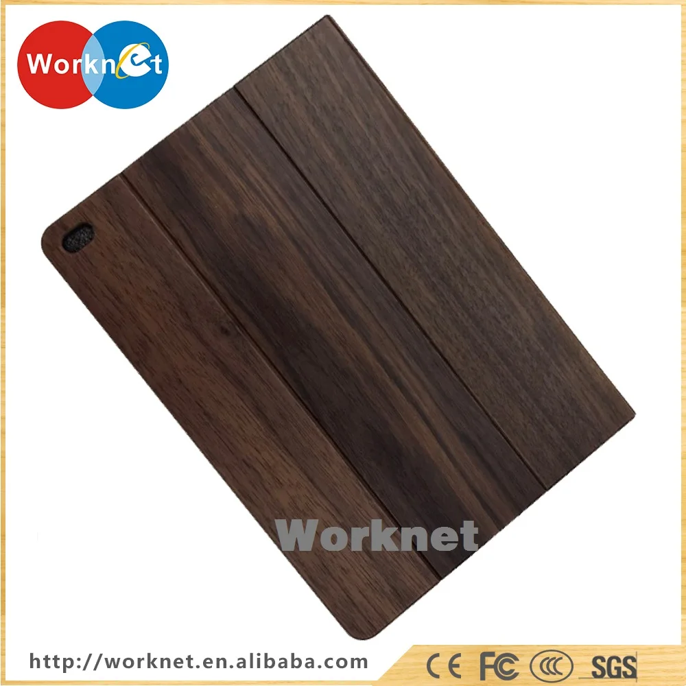 

Luxury High Quality Solid Real Walnut Wood Protective Flip Case for iPad Air 2 Full Wood Leather Case for iPad Air 2