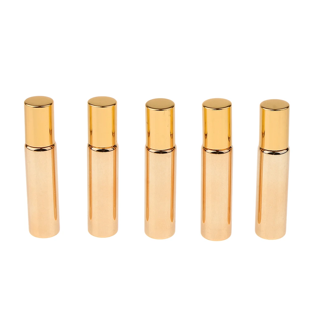 Wholesale Empty Storage Vials Roll-on Bottles w/steel roller balls for Essential Oils,Perfume or Other Liquids Oils (5Pcs,10 mL)