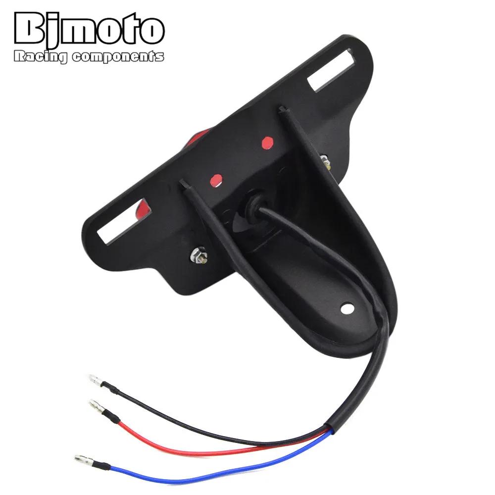  BJMOTO Emark Retro Red LED Rear Tail Brake Stop Light License Number Plate Taillight For Harley Hon - 32819951050