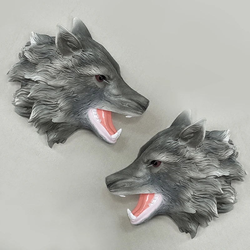 

European Retro Wolf Head Wall Hanging Simulation Animal Resin Crafts Decoration Livingroom Bar Wall Background Mural Ornament