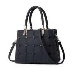 Женские роскошные кожаные сумки с ручкой сверху сумки на плечо Sac femme женская сумка дизайнерская женская сумка Bolsa 2018 черный