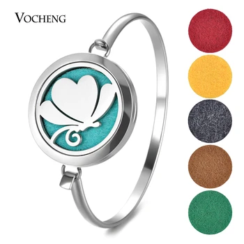 

10pcs/lot Essential Oil Diffuser Locket Bracelet 316L Stainless Steel Perfume Aroma Bangle 2 Styles with Oil Felt Pads VA-833*10