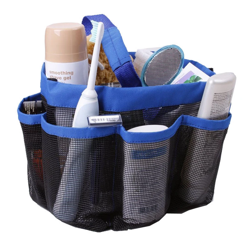 

8 Mesh Pockets Storage Bag For Bathroom Shower Cosmetic Organizer Toiletries Hanging Accessories Quick Dry Oxford Bags