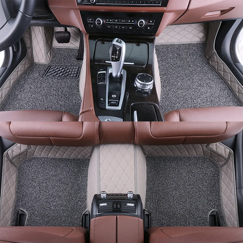 fashion double layer leather 5d custom car floor mats for all car