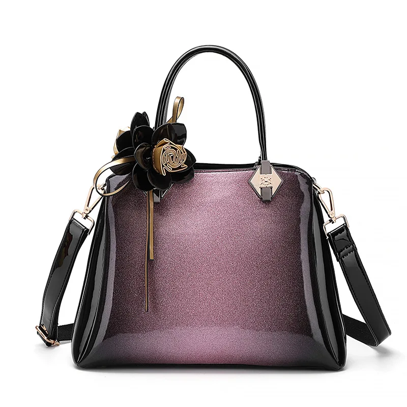 Новое поступление, брендовые роскошные женские сумки, Европейский дизайн, лакированная кожа, женские сумки на плечо, Женская Цветочная сумка через плечо