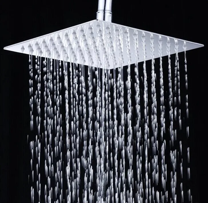 Beste 12 inch badkamer douchekop 300*300mm rvs super dunne hoofd douche badkamer douches waterbesparende regen douche