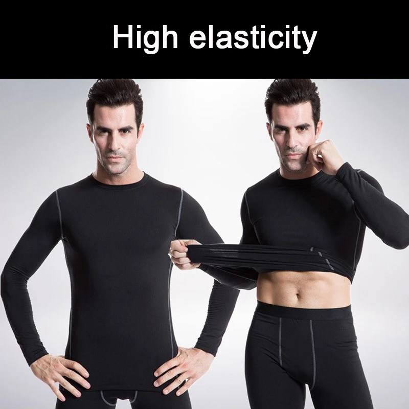 

2019 New Mens Velvet Add Woollen Compression Tights T-shirt Men Fitness Gym Training Jersey Running Long Sleeve Male T Shirts