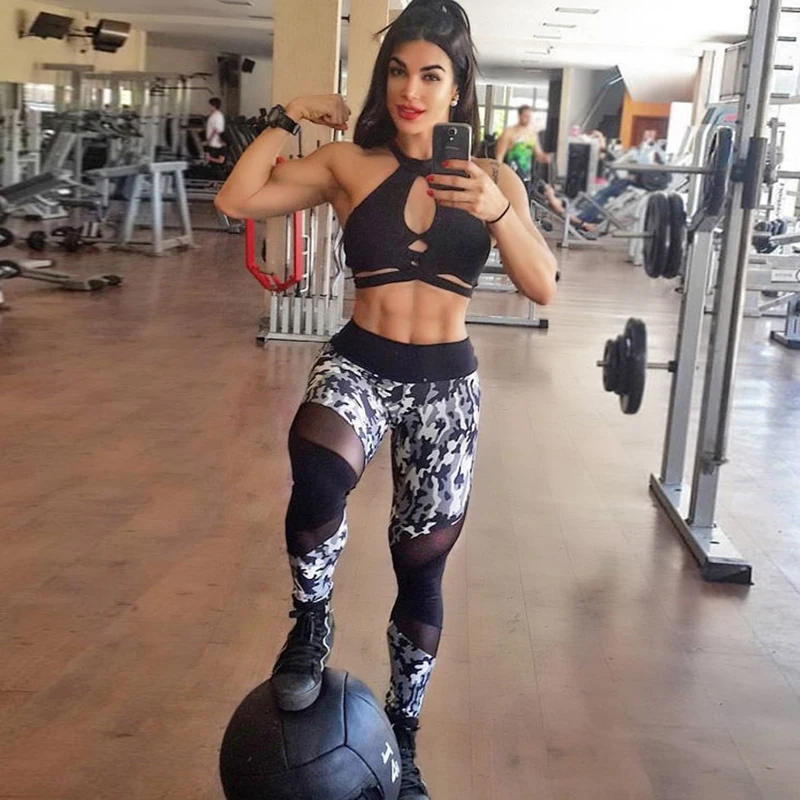 

Women High Waist Yoga Pants Running Camo Sport Pants Gym Workout Fitness Clothes LeggingsTights Sport Wear Scrunch Trousers