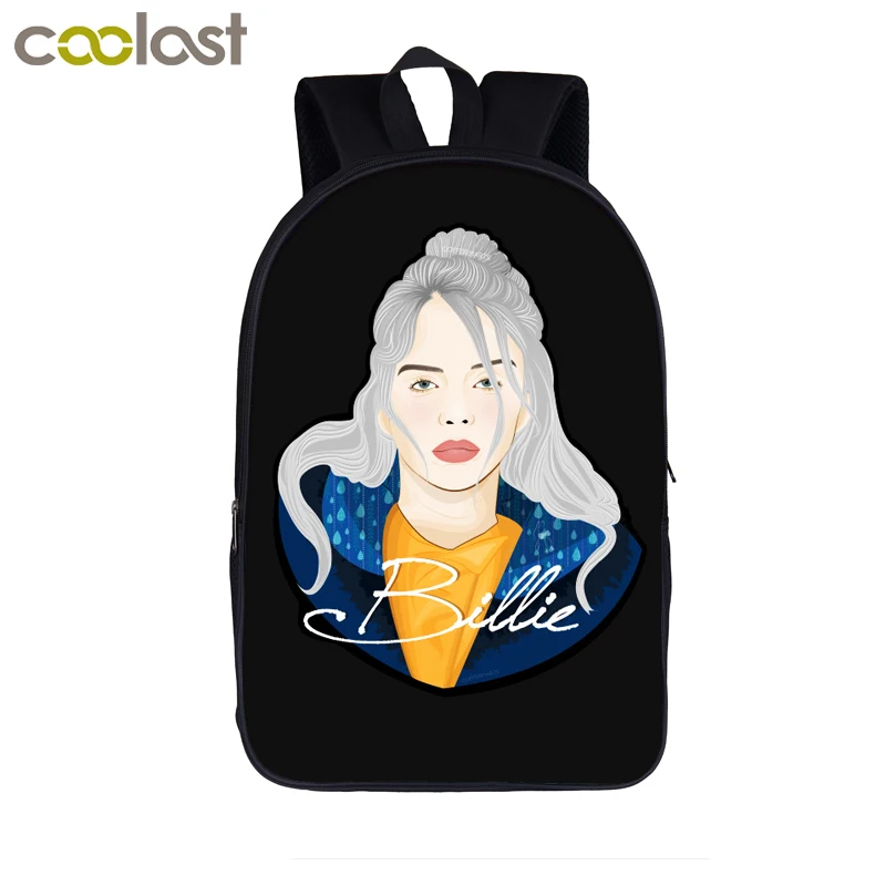 Рюкзак Billie Eilish, школьные сумки для девочек-подростков, рюкзак в стиле хип-хоп, женские повседневные дорожные сумки, школьные рюкзаки для студентов и колледжа - Цвет: 16em02