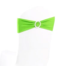 100 шт. ярко-зеленый лайкра спандекс Чехлы для стульев ремешок с пряжкой для вечеринок Свадебный банкет Украшение
