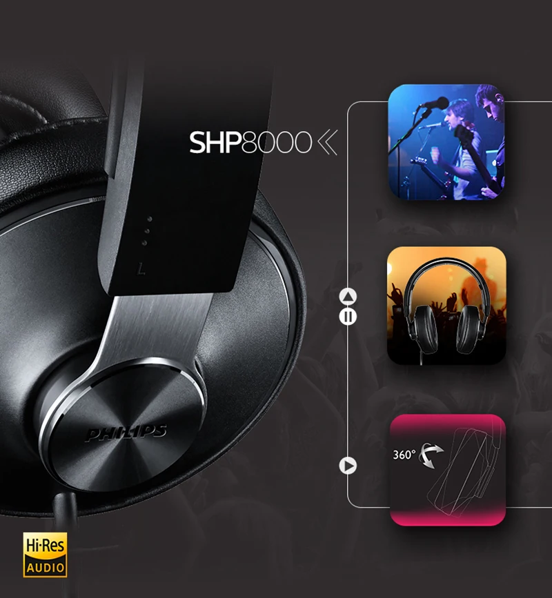 Оригинальные Наушники Philips Shp8000/10 Hires/hifi наушники длинные провода регулятор громкости микрофон гарнитура для Mp3 музыкальный телефон