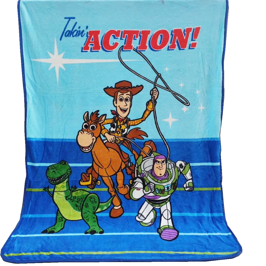 

Blue Toy Story Buzz Woody Lightyear Plush Blanket Throw 117x152cm for Kids Boys Girls Summer Sleeping Cover on Bed Sofa Plane