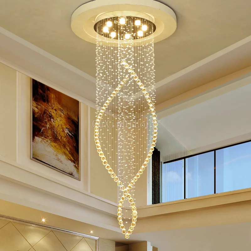 

DHL Dia600*H2000mm Long LED Spiral Living K9 Crystal Chandeliers Lighting Indoor Fixture for Staircase Stair Lamp JF1777