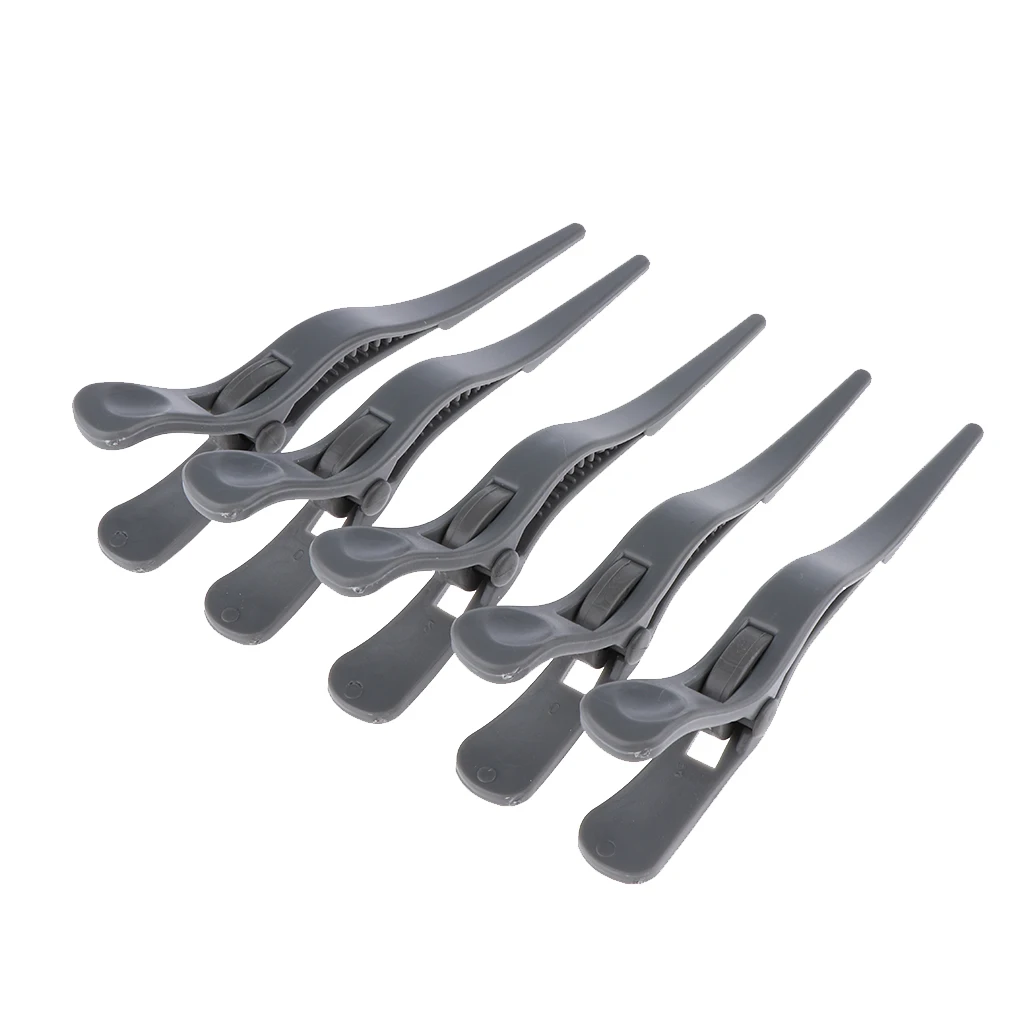 5 Pieces Plastic Hair Clamps Sectioning Hair Clip Beauty Salon Hair Styling Tool DIY Accessories - Black / Gray