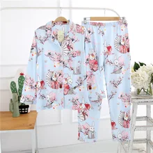 Женская трикотажная Хлопковая пижама, комплект из 2 предметов, розовая осенне-весенняя одежда для сна, японская пижама с принтом в виде молящихся кроликов, mujer