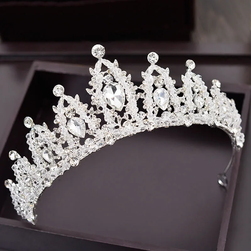 

White Crystal Bridal Tiara de noiva Wedding Crown Princess Queen Bride Crown diadema sieraden Hair Jewelry Women Accessories