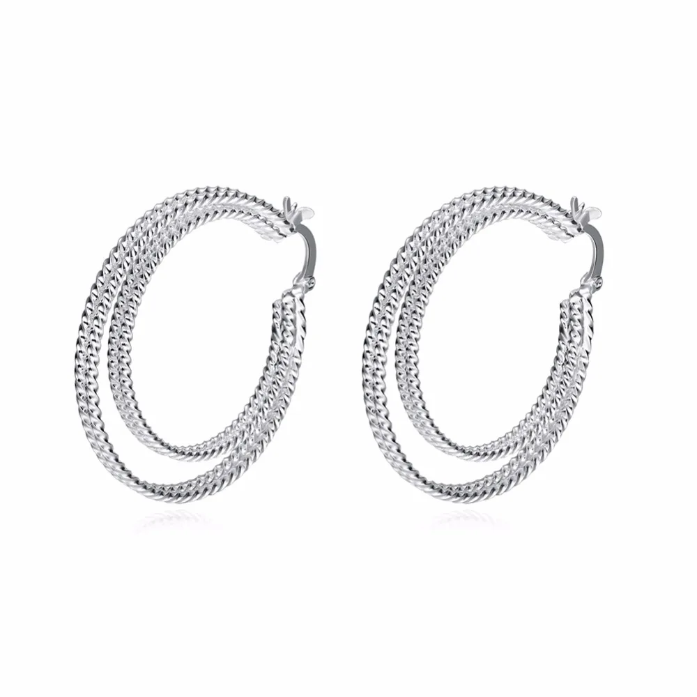 Модные большие двойные круглые серьги-кольца для женщин серебряного цвета креольские Винтажные серьги для женщин Свадебные ювелирные изделия