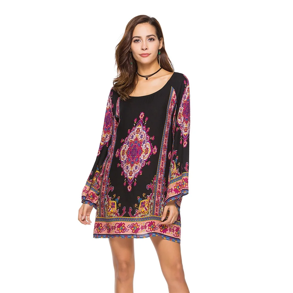 

Ubetoku 2018 Spring Summer Women dress ladies sleeve dresses sweet flower print fashion women clothing