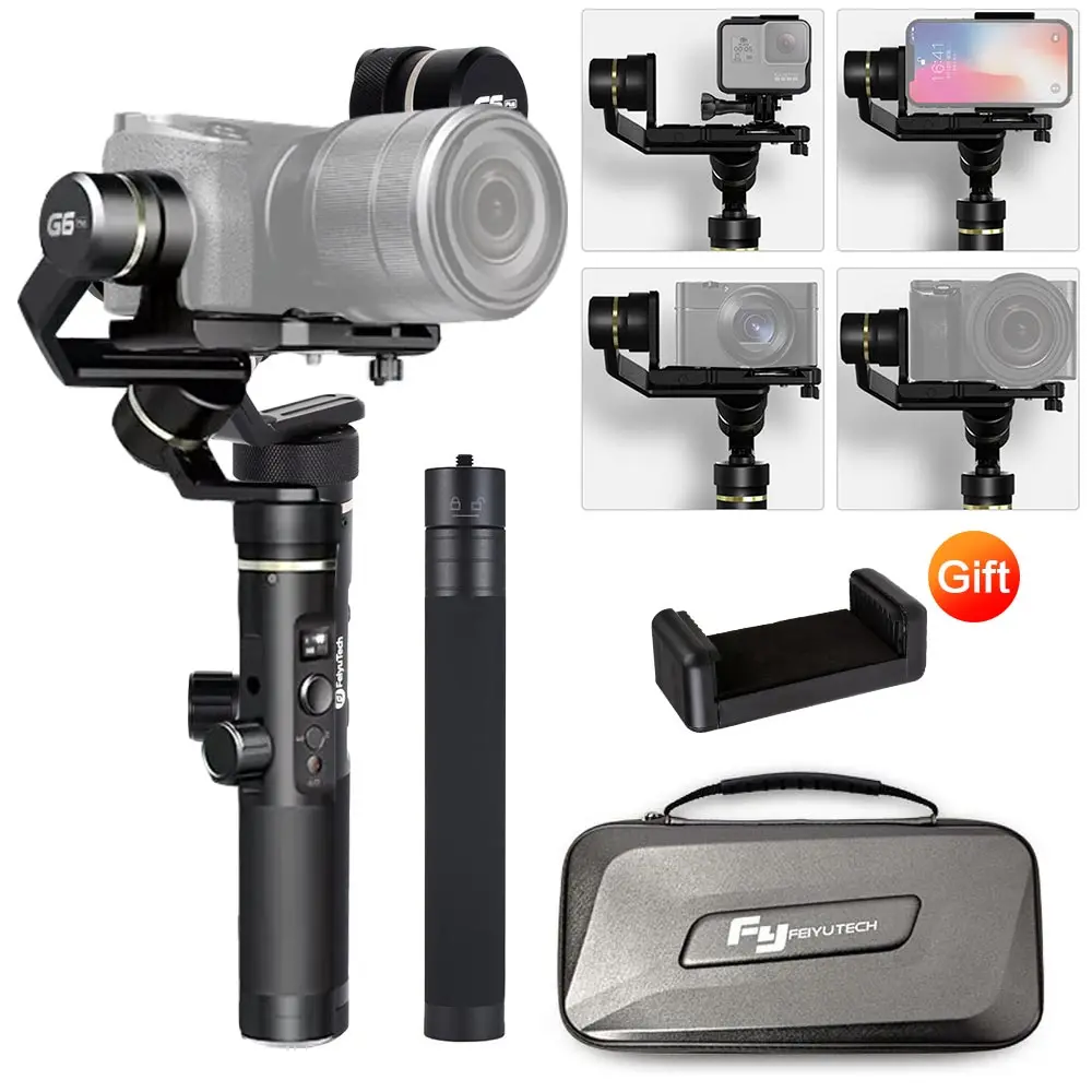 

Feiyu G6 Plus G6P 3-Axis Stabilizer Handheld Gimbal with Extension Tripod and Phone Holder for GoPro DSLR Czmera & Smartphone
