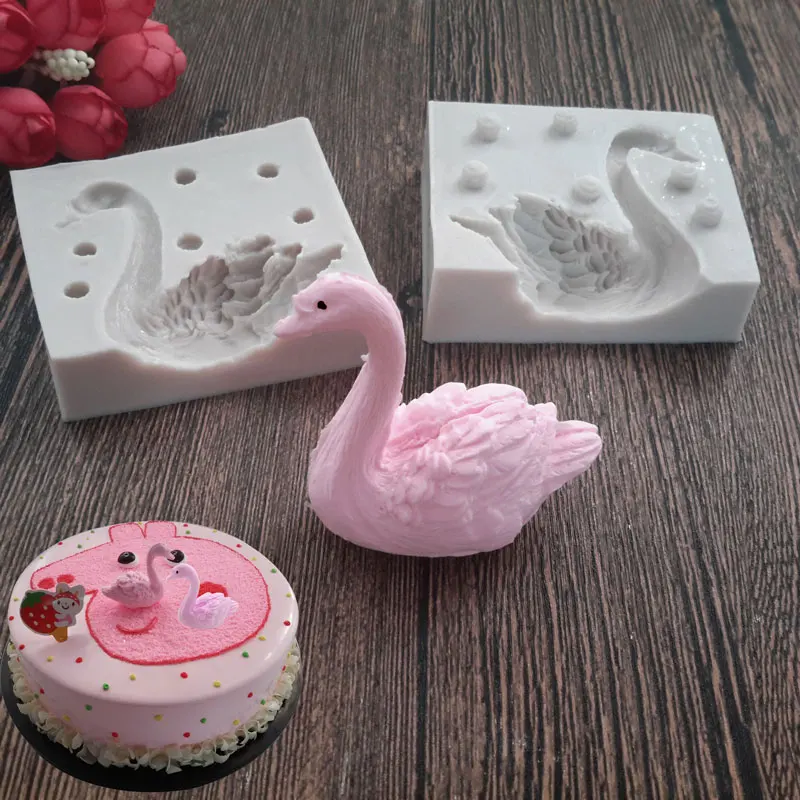 3D красивый Лебедь помадка силиконовая форма для свеч инструмент для поделок из сахара шоколадная форма