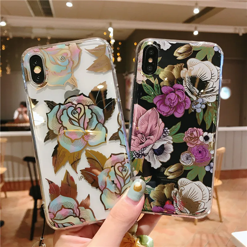 iPhone 6 case plating flower leaves (1)