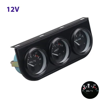 

12V Car Oil Pressure Sensor Gauge Meters 52mm Voltmeter Water Temperature Meter Gauges 3-IN-1 Dashboard Instruments Panel Kit