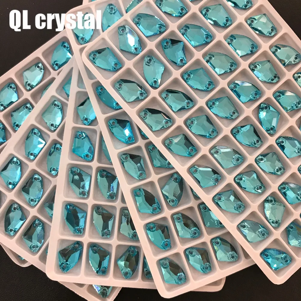 

QL Crystal 9x14mm Galactic AX Sew on Crystal Rhinestone Flatback Glass crystal sew on strass for Wedding dress clothing