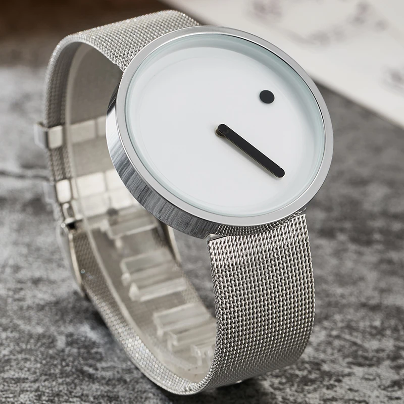 Креативные Часы минималистичные наручные часы для мужчин и женщин из нержавеющей стали с сетчатым ремешком простой дизайн браслеты спортивные часы Hodinky часы