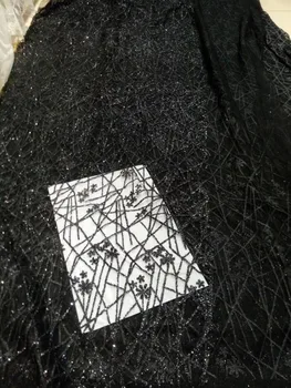 

Hot selling Sophia-10.2412 glued glitter sequins lace fabric African French net tulle Lace Fabric for party