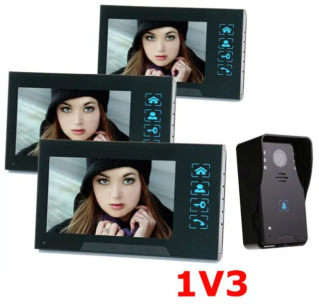 

Free shipping high sensitive touch key door intercom 7"digital wired video door phone with home security outdoor camera
