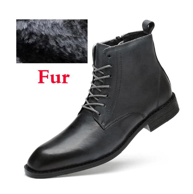 Новинка; теплые мужские ботинки; Дизайнерская обувь размера плюс; сезон осень-зима; Короткие Плюшевые Водонепроницаемые зимние ботильоны; мужская обувь - Цвет: gray fur