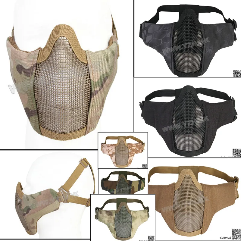 

2017 New Tactical Airsoft Mask Half Lower Face Metal Steel Net Hunting Protective prop for Paintball Military Amry Party CS