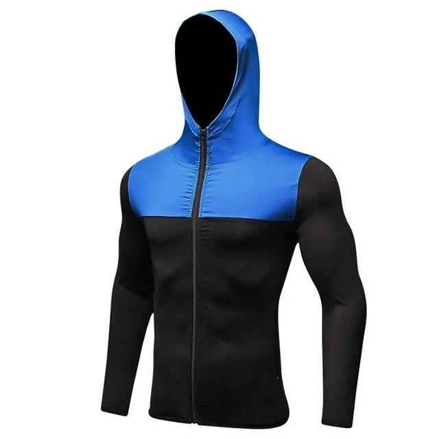 2018 Sport Men Running Jacket Coat Long Sleeve Hooded Bodybuilding