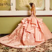 Милые 16 платья дешевые 2 шт. пышные платья Vestido de Debutante Para 15 anos Розовые Кристаллы бальные платья платье для 15