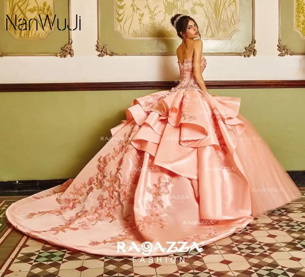 Милые 16 платья дешевые 2 шт. пышные платья 2019 Vestido de Debutante Para 15 anos Розовые Кристаллы бальные платья платье для 15