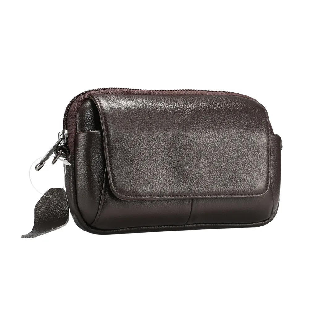 100% Genuine Leather Waist Bag for iphone/Samsung Smart Phone Shoulder Bag Belt Pouch for Below 6.5inch Mobile Phones Case
