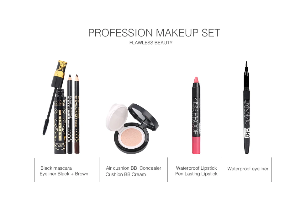 Menow бренд Make Up Set длительный Тушь для ресниц+ Водонепроницаемый Подводка для глаз+ Корректоры для лица Основа+ не прилипают cup Губная помада 4190