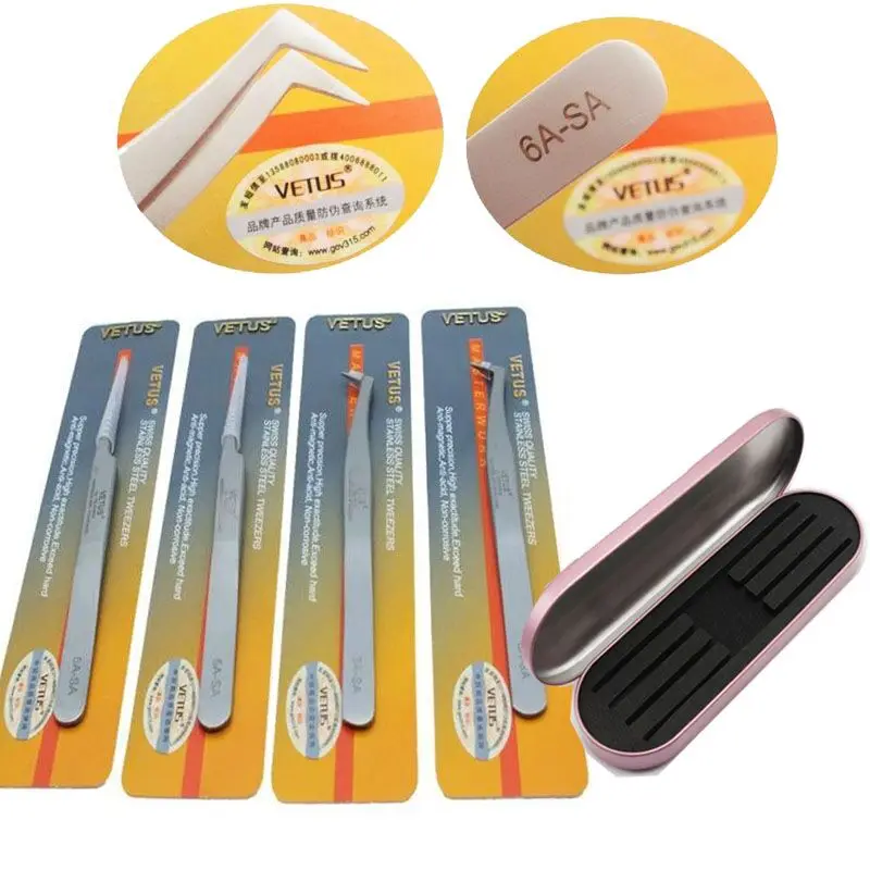 

Profession VETUS 1SA/7SA/ 6A-SA Eyelash Tweezers Eyelash Extension Stainless Steel Anti-static Fan EyeLash Tweezer storage