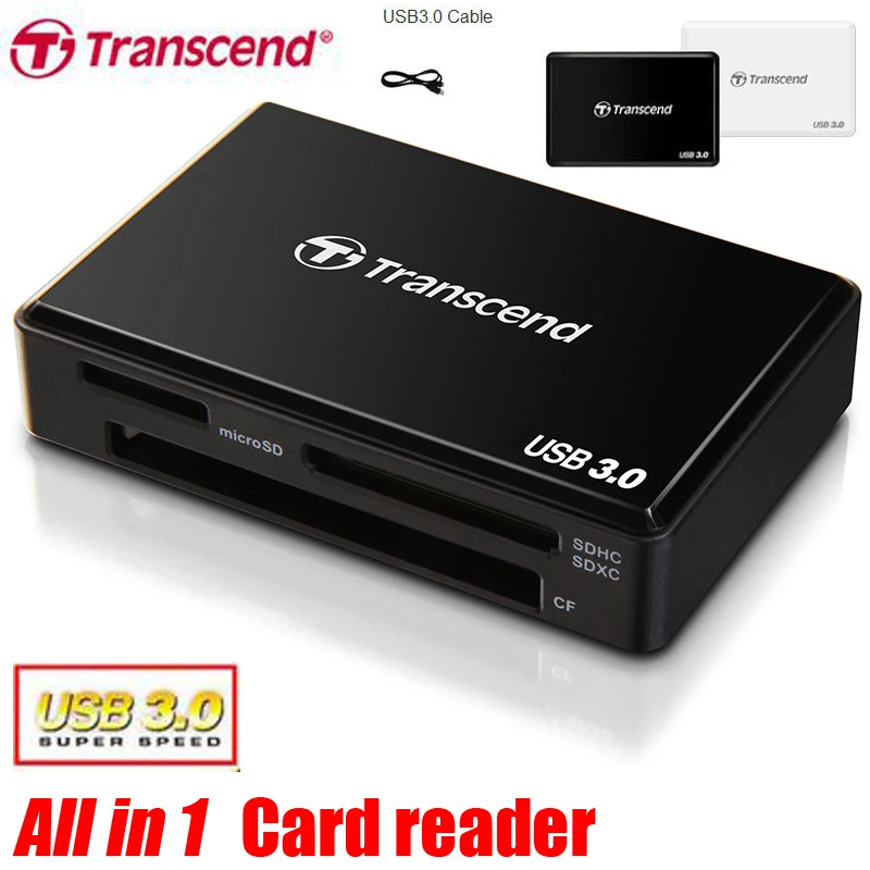 Супер скорость Transcend все в 1 USB 3,0 TF/SD кардридер адаптер для SDHC/SDXC/microSDHC/microSDXC/UHS-I CF карта адаптер