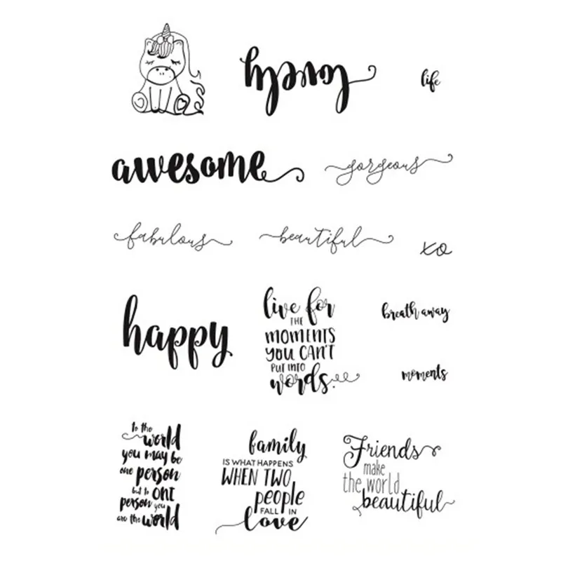 

English Words Phrase Sentiments Awesome Happy Rubber Clear Stamp/Seal Scrapbook/Photo Album Decorative Card Making Clear Stamp