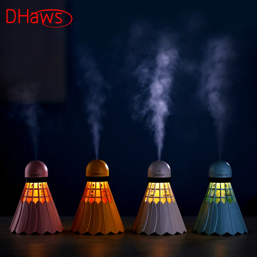 

DHaws Mini USB DC5V Ultrasonic Humidifier Air Diffuser Mist Maker with LED Night Light Badminton Humidifier for Home Office Car