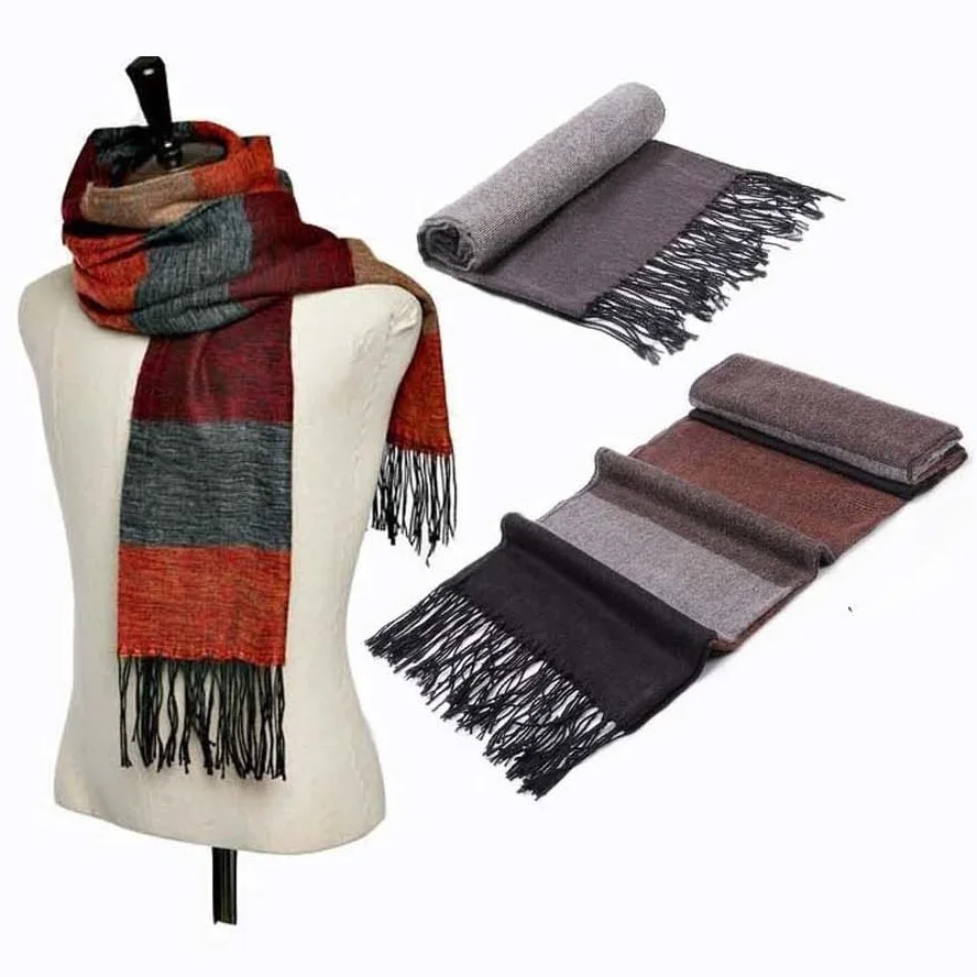 

Striped Imitation Cashmere Women Men Scarf Pashmina Winter Warm Knit Scarves Fashion Tassel Shawl Wrap Bandana